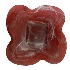 Made in Spain, Red, Recycled, Cold Painted Art Glass Coffee Table Bowl, 11.5”